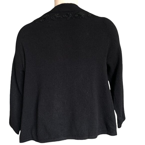 Talbots S Lambswool Nylon Angora Beaded Black Cardigan Shrug Sweater Retro 185J - Picture 6 of 9